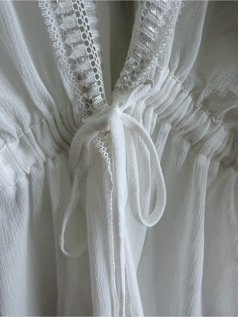 Ramy Brook Pietro Dress White Sequin Trim Boho Cover-Up Tunic Small NWT - Picture 3 of 8